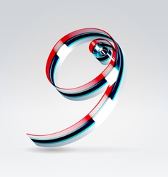 Fantasy plastic 3d glowing ribbon typeface vector image