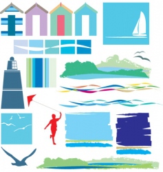 Beach and sea elements vector image