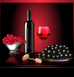 Wine goblet grape on dark background vector image