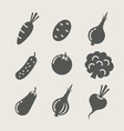 Vegetables set of icons vector image