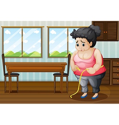 A sad fat woman vector image