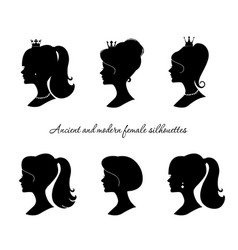 Beautiful female silhouettes set modern and vector image