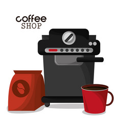 Coffee shop machine bag and red cup Coffee shop machine bag and red cup vector image
