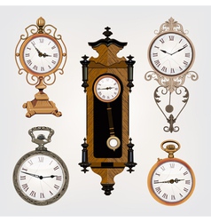 Set of vintage clocks vector image
