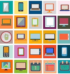Icons flat set with computer and calendar Icons flat set with computer and calendar vector image