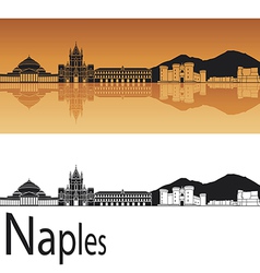 Naples skyline in orange background vector image