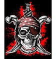 Black jolly roger skull vector image
