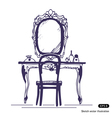 Dressing table and mirror vector image