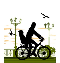 Woman and baby on bike vector image