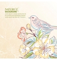 Hand drawn bird on sacura branch vector image
