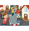 Kids on road vector image