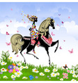 Khokhloma horse girl Pattern vector image