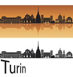 Turin skyline in orange background vector image