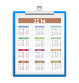 Clipboard with 2014 Calendar vector image