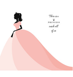 Beautiful princess silhouette in pastel pink dress vector image
