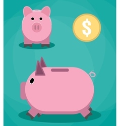 Piggy bank and coin vector image