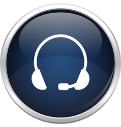 Blue headset icon vector image