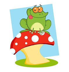 Tree Frog On A Toadstool Or Mushroom vector image