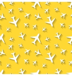 White airplane icons with shadow on yellow vector image