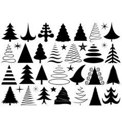 Set of different Christmas trees vector image