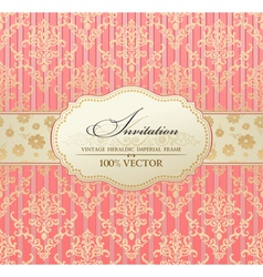 Invitation vintage label vector frame pink vector image