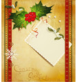 Christmas greeting card with holly vector image
