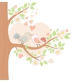 Two kissing birds on the tree vector image