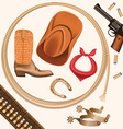 Set of wild west cowboy objects isolated on white vector image
