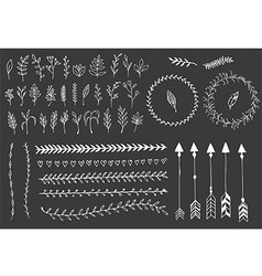 Hand drawn vintage arrows feathers floral vector image