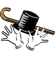 Top hat gloves cane vector image