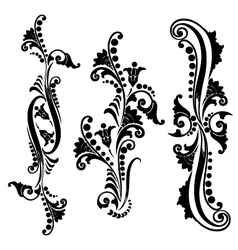Set vintage swirling floral elements vector image