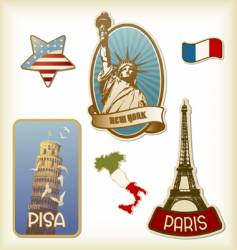 Suitcase stickers vector image