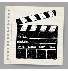 Old clapper board in doodle style vector image