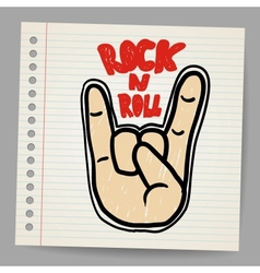 Doodle rock and roll sign vector image