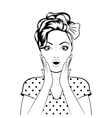 Black line art woman face vector image
