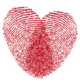 Red fingerprint heart vector image
