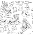Hand drawn seamless pattern Roller Skates with vector image
