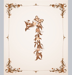 Retro vintage letter number in a frame vector image