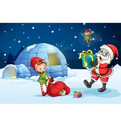Christmas Santa Igloo vector image