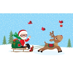Santa Claus on sledge vector image