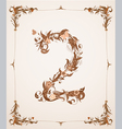 Retro vintage letter number in a frame vector image