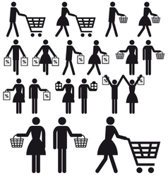 Shopping people icon set vector image