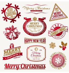 Set of decorative Christmas holidays labels vector image