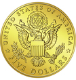 Gold Dollar coin with eagle vector image