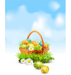 Easter eggs basket vector image