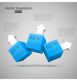 Three blue boxes with arrows 3D vector image
