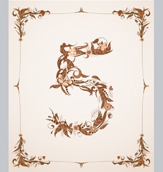 Retro vintage letter number in a frame vector image
