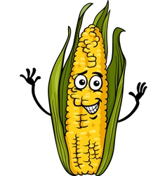 Funny corn on the cob cartoon vector image