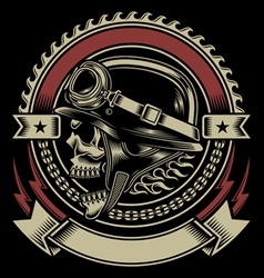 Vintage Biker Skull Emblem vector image