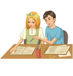 Girl and boy in a classroom vector image